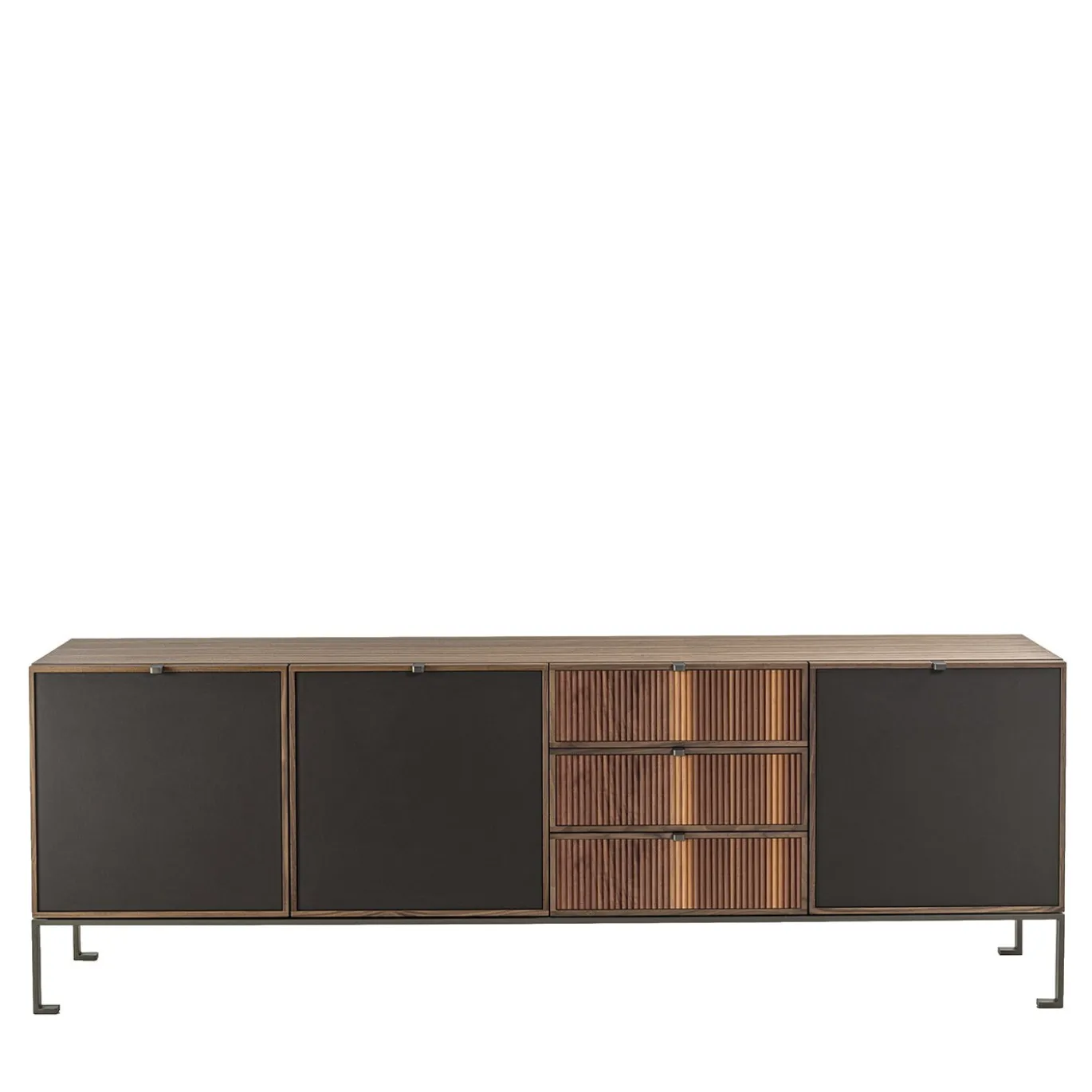 Mobiletto Melody 4 in legno di noce e pelle