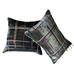 Mondrian 1 Cuscino in velluto nero