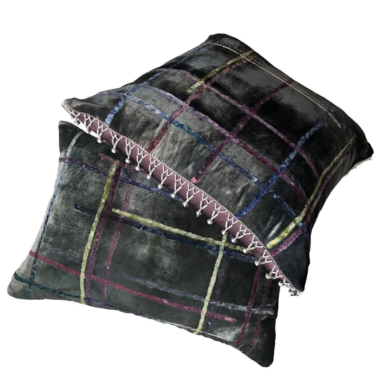 Mondrian 1 Cuscino in velluto nero
