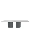 Monith Glossy Blue Cenere And Extra Clear Mirror Top Dining Table
