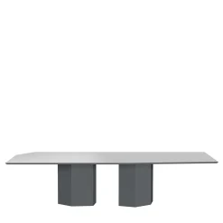 Monith Glossy Blue Cenere And Extra Clear Mirror Top Dining Table