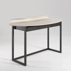 Nakamura Soul White And Black Matte Metal Desk With Drawers