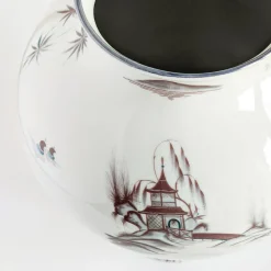 Natsumi Vaso anfora in porcellana con paesaggio giapponese h27cm