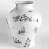 Natsumi Vaso anfora in porcellana con paesaggio giapponese h32cm