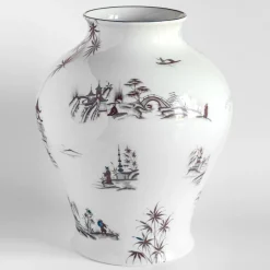 Natsumi Vaso anfora in porcellana con paesaggio giapponese h32cm