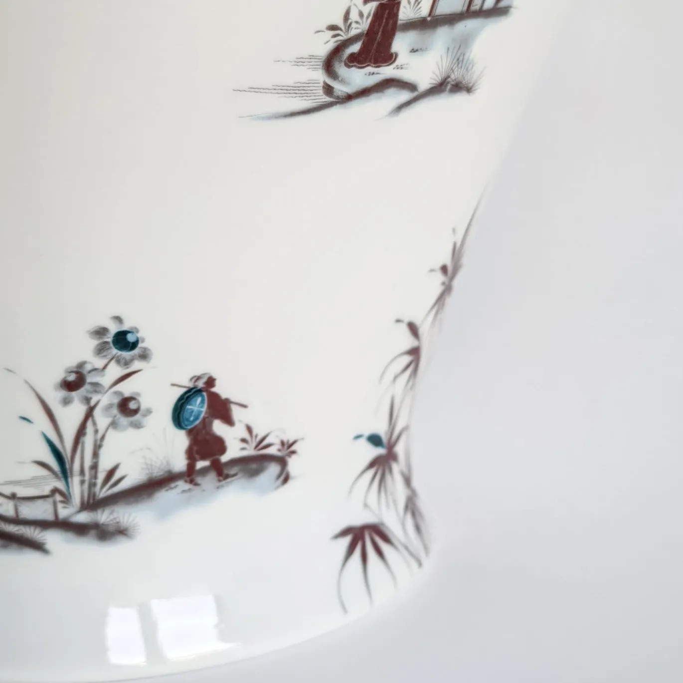 Natsumi Vaso anfora in porcellana con paesaggio giapponese h32cm