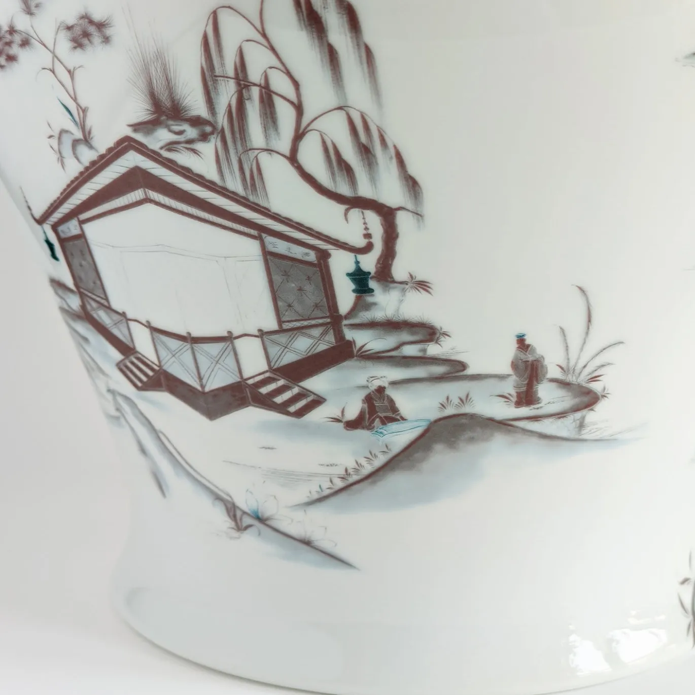 Natsumi Vaso anfora in porcellana con paesaggio giapponese h32cm