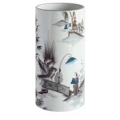 Natsumi vaso cilindrico in porcellana con paesaggio giapponese