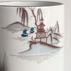 Natsumi vaso cilindrico in porcellana con paesaggio giapponese