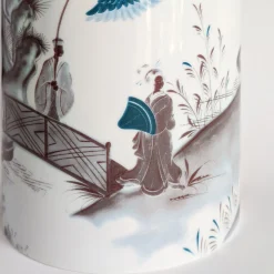 Natsumi vaso cilindrico in porcellana con paesaggio giapponese