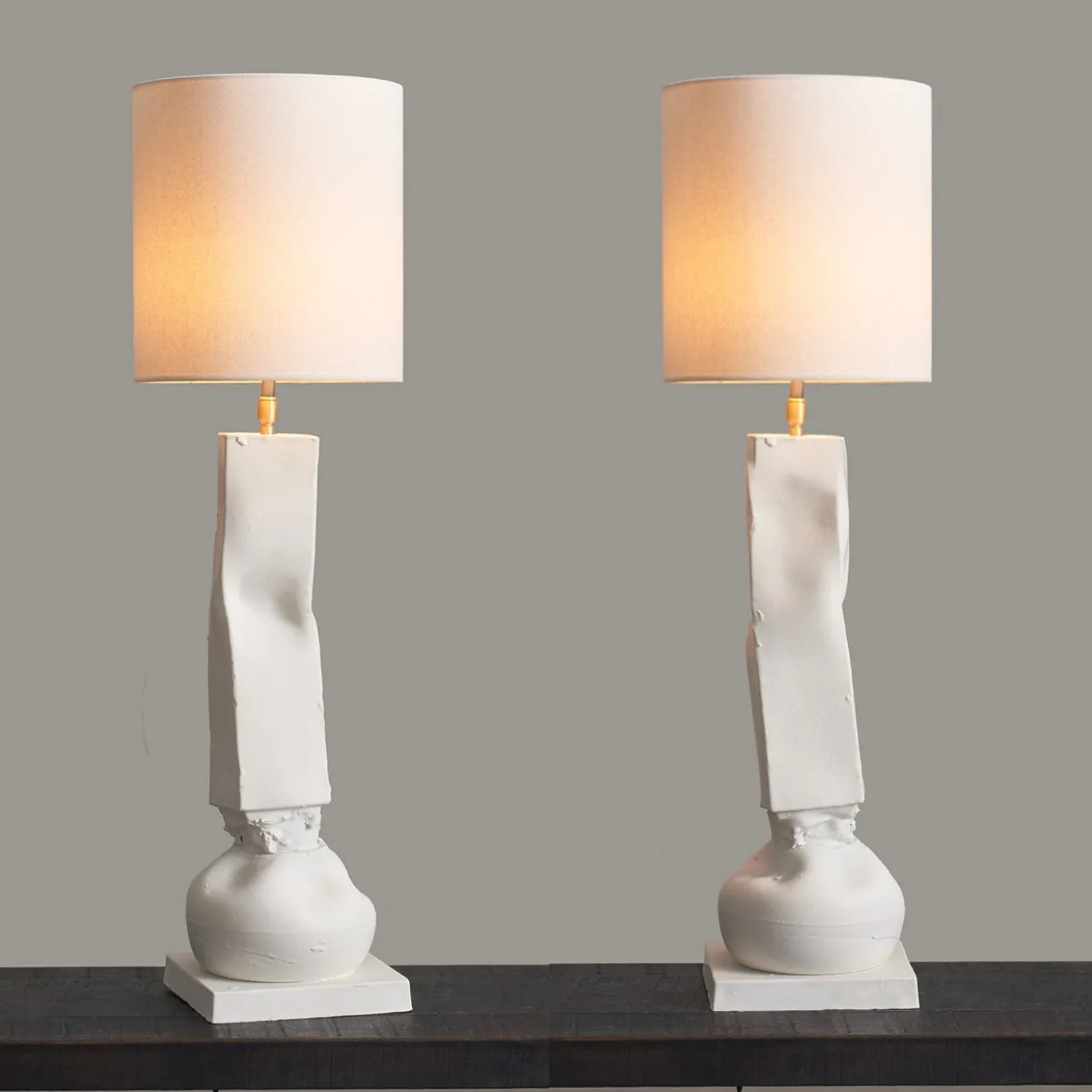 Nove+Crespano Lampada da tavolo in ceramica bianca naturale