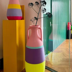Nuova anfora gigante Teodosio giallo viola azzurro e rosa