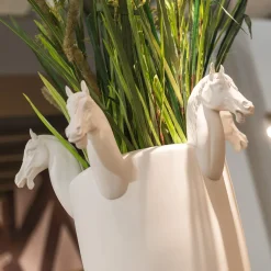 Obice Horse 5 Teste Vaso decorativo bianco