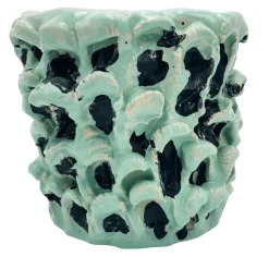 Onda Vaso piccolo Tiffany e nero pece
