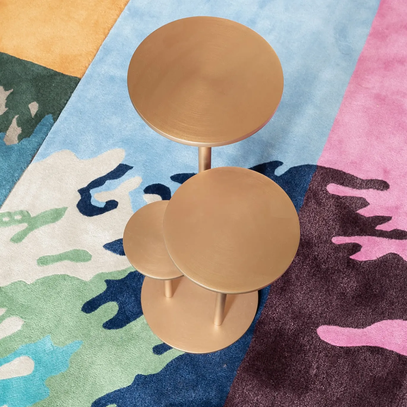 Orion satin brass metal side table