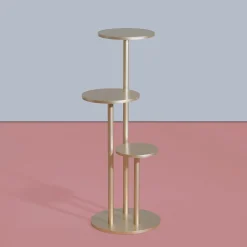 Orion satin brass metal side table