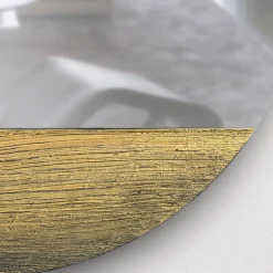 Orizzonte Specchio Tondo Decorato Con Resina Spazzolata Color Oro