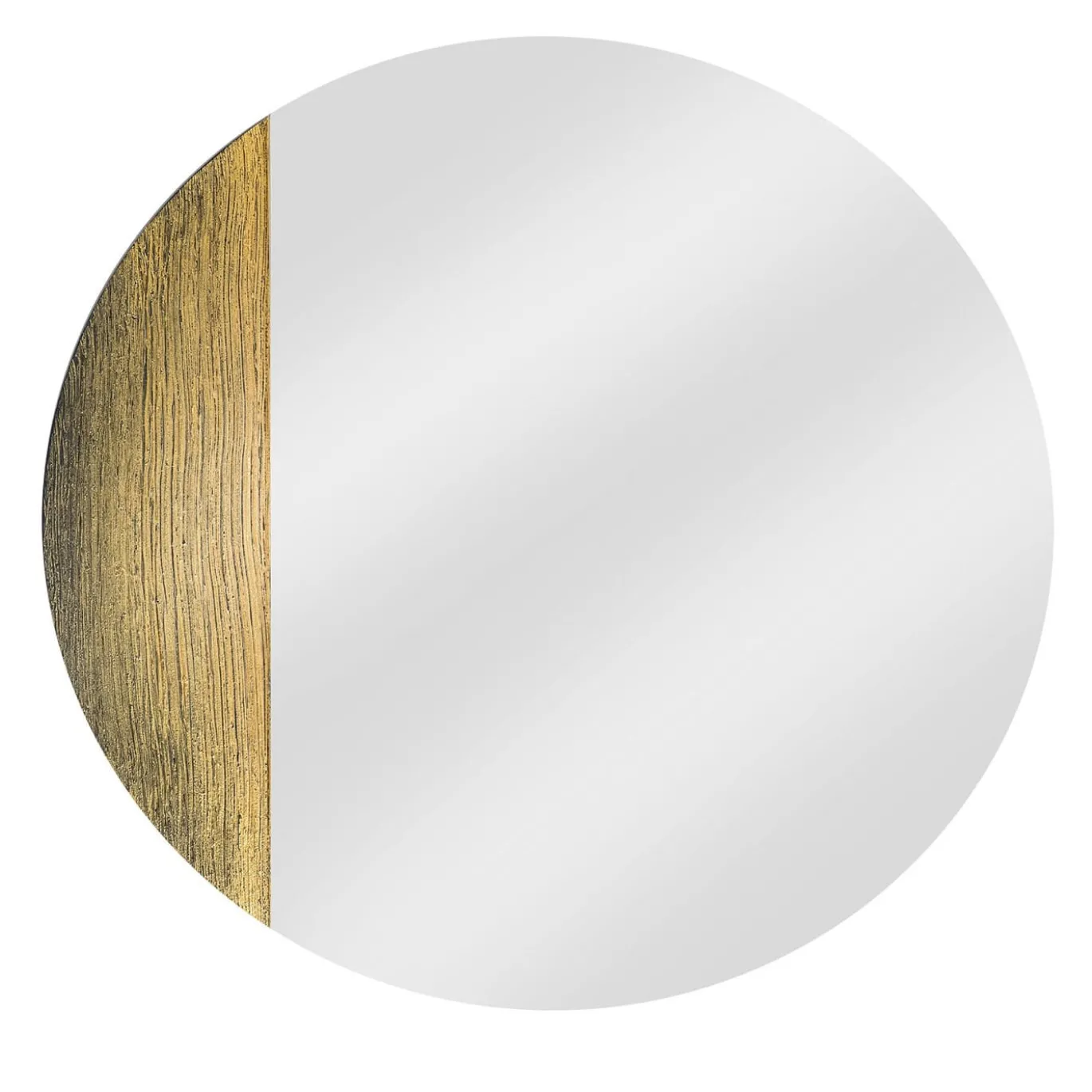 Orizzonte Specchio Tondo Decorato Con Resina Spazzolata Color Oro