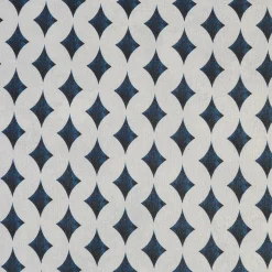Otomano Quadrato Filicudi con Motivo Geometrico Blu e Bianco