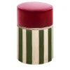 Ottomana 'Couture Riga' con frange in borgogna e verde
