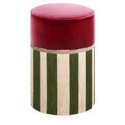 Ottomana 'Couture Riga' con frange in borgogna e verde