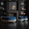 Ottomana grande in velluto blu Spike e marmo di Carrara di Nick Maltese
