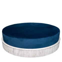 Ottomana grande in velluto blu Spike e marmo di Carrara di Nick Maltese