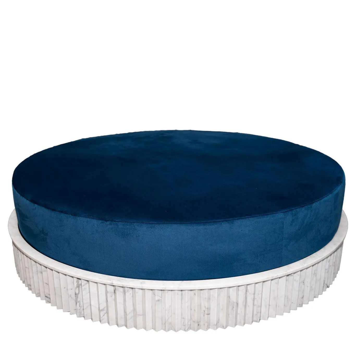 Ottomana grande in velluto blu Spike e marmo di Carrara di Nick Maltese
