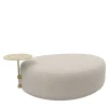 Ottomana Mythos in tessuto bouclé beige con tavolino laterale in marmo