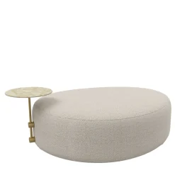 Ottomana Mythos in tessuto bouclé beige con tavolino laterale in marmo