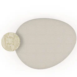 Ottomana Mythos in tessuto bouclé beige con tavolino laterale in marmo