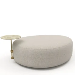 Ottomana Mythos in tessuto bouclé beige con tavolino laterale in marmo