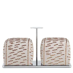 Ottomano BonBon a due posti in tessuto beige con tavolo
