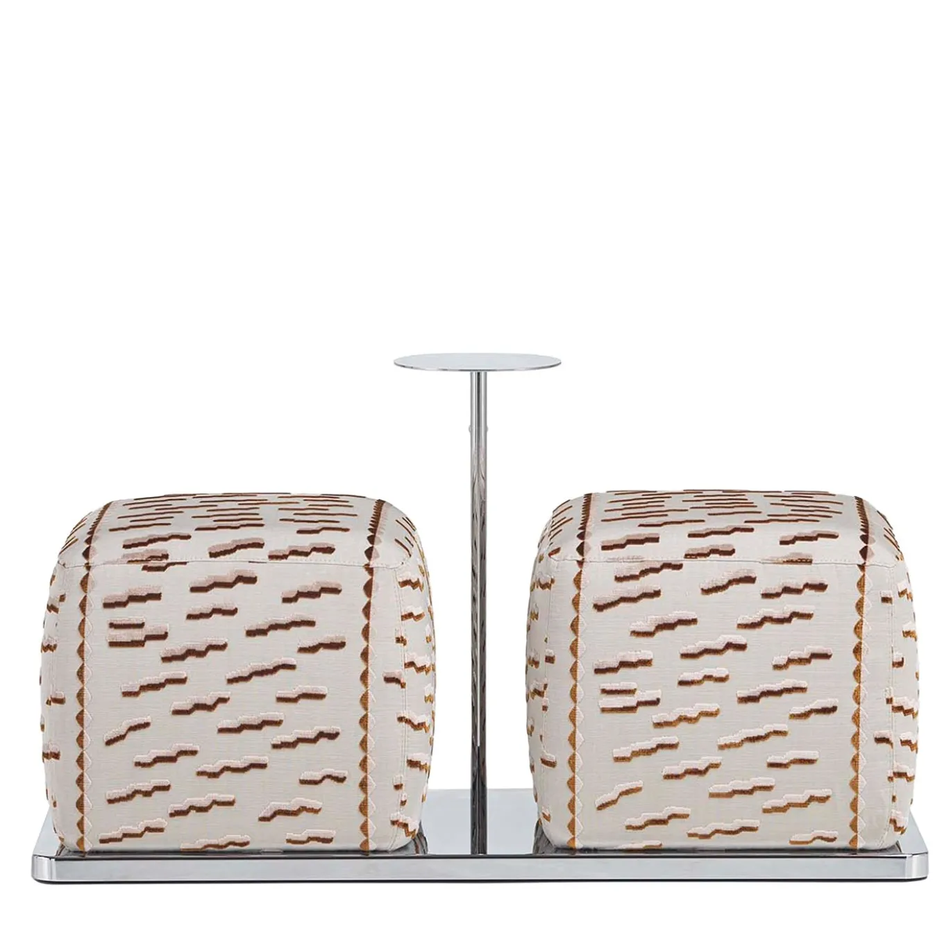 Ottomano BonBon a due posti in tessuto beige con tavolo