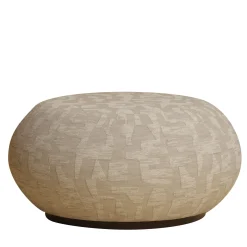 Ottomano rotondo Kuna con base in legno