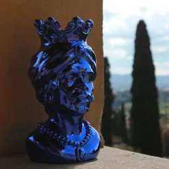 Panarea testa di Moro Uomo Scultura in marmo blu