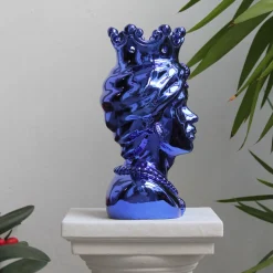 Panarea testa di Moro Uomo Scultura in marmo blu
