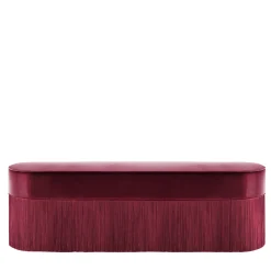 Panca con Frange in Velluto Bordeaux di Lorenza Bozzoli