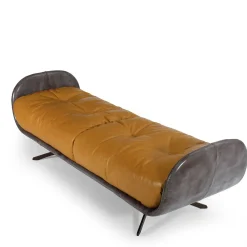 Panca Contemporanea Ayton in Pelle Color Paglia