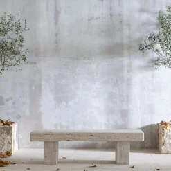 Panca da esterno in Travertino beige Vicum
