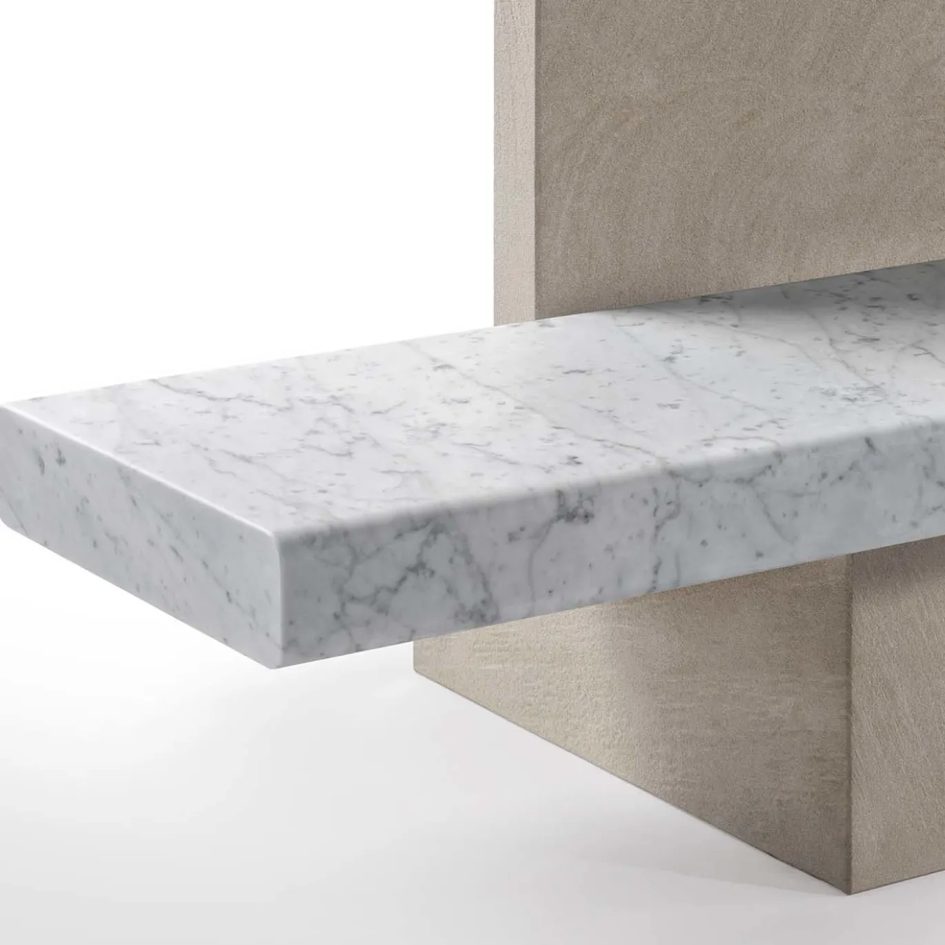 Panca da Esterno Span con Schienale in Marmo Bianco di Carrara di John Pawson
