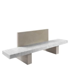Panca da Esterno Span con Schienale in Marmo Bianco di Carrara di John Pawson