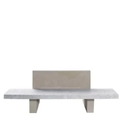 Panca da Esterno Span con Schienale in Marmo Bianco di Carrara di John Pawson
