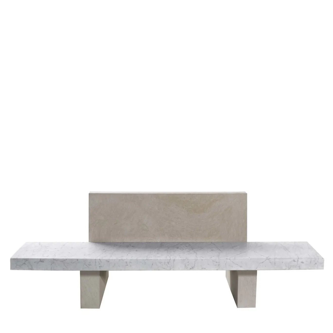 Panca da Esterno Span con Schienale in Marmo Bianco di Carrara di John Pawson