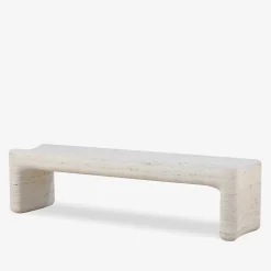 Panca esterna in pietra travertino beige Tinia