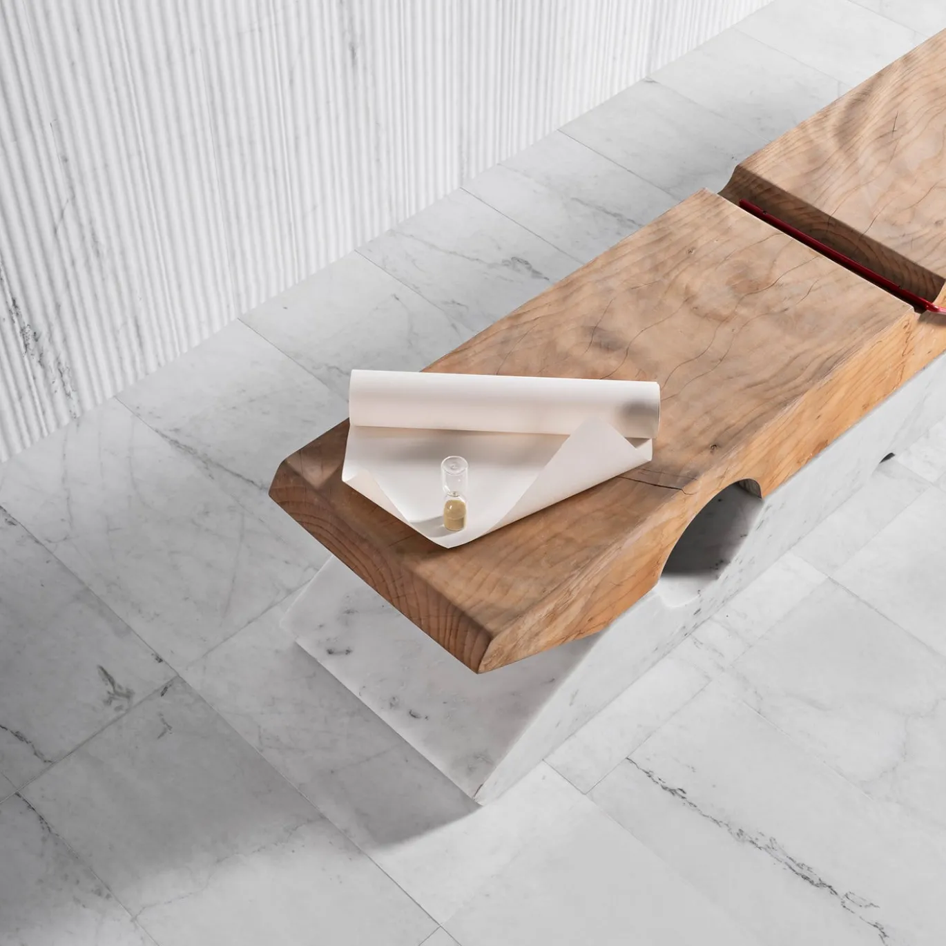Panca in Marmo e Legno Molletta