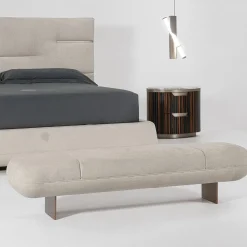 Panca Luxor Beige Trapuntata con Gambe in Titanio