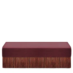 Panca rettangolare Bordeaux con frange multicolori
