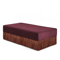 Panca rettangolare Bordeaux con frange multicolori