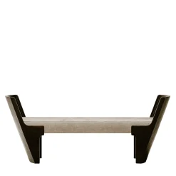 Panchina AR05 in bronzo con rivestimento in lino
